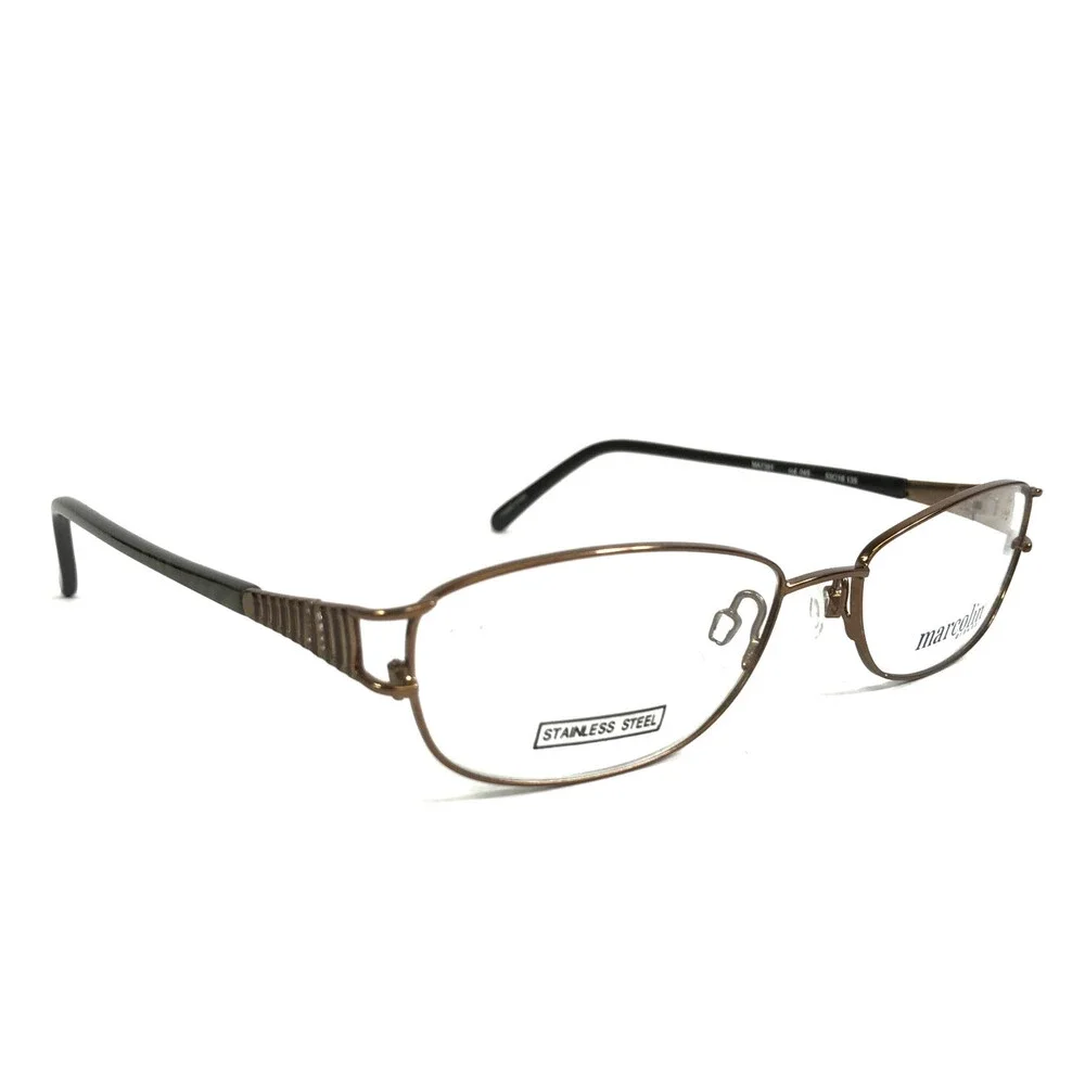 Marcolin Eyeglasses Frames MA7301 Col. 045 Brown Green Oval Crystals 53-16-135